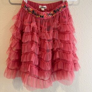 Mini Boden embroidered tulle skirt, size 8-9, EUC